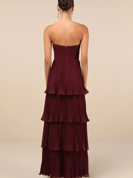 NWT LULU'S Seriously Sensational tiered strapless maxi dress plum - Picture 3 of 11